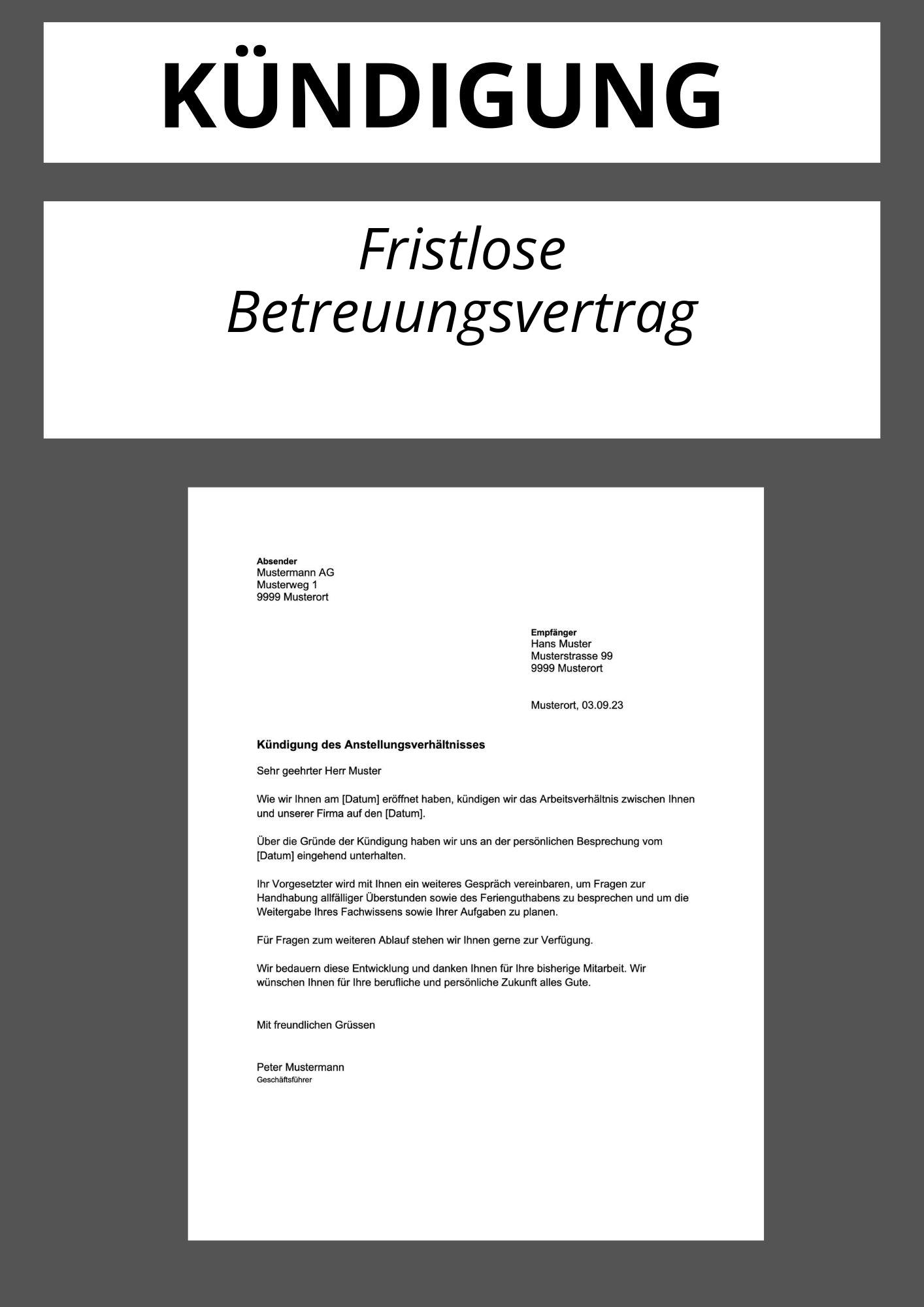 Fristlose Kündigung Betreuungsvertrag