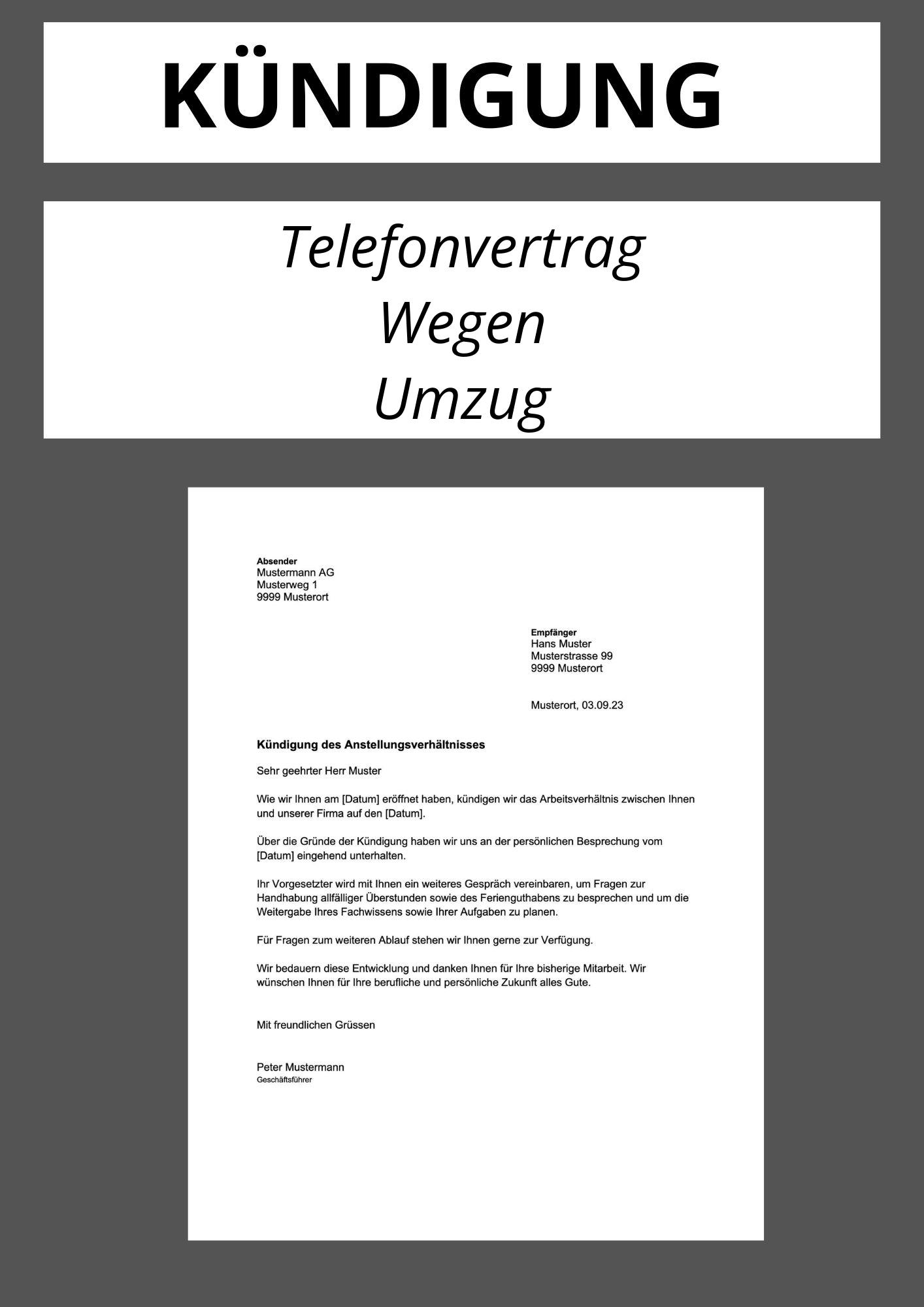 Kündigung Telefonvertrag Wegen Umzug